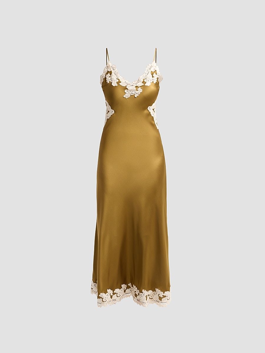 Women's Lalita Stretch-Silk A-Line Midi Dress - Ochre - Size Medium