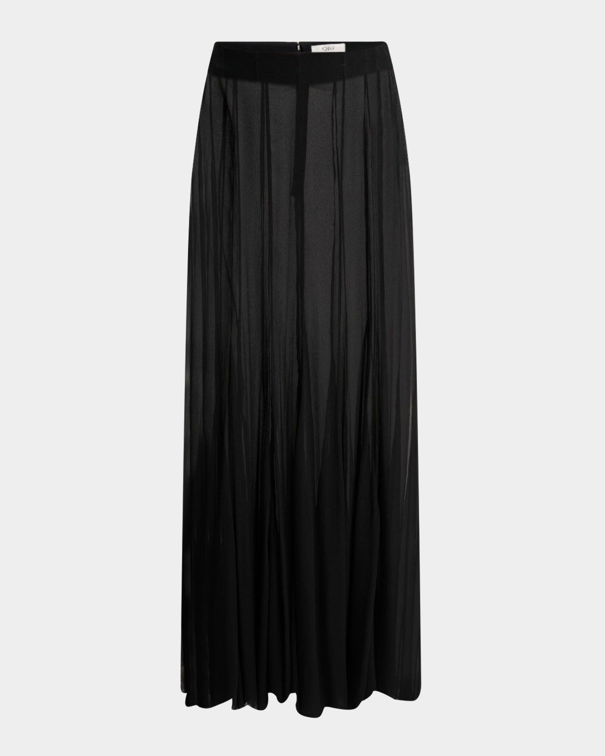 Paneled Sheer Silk Maxi Skirt