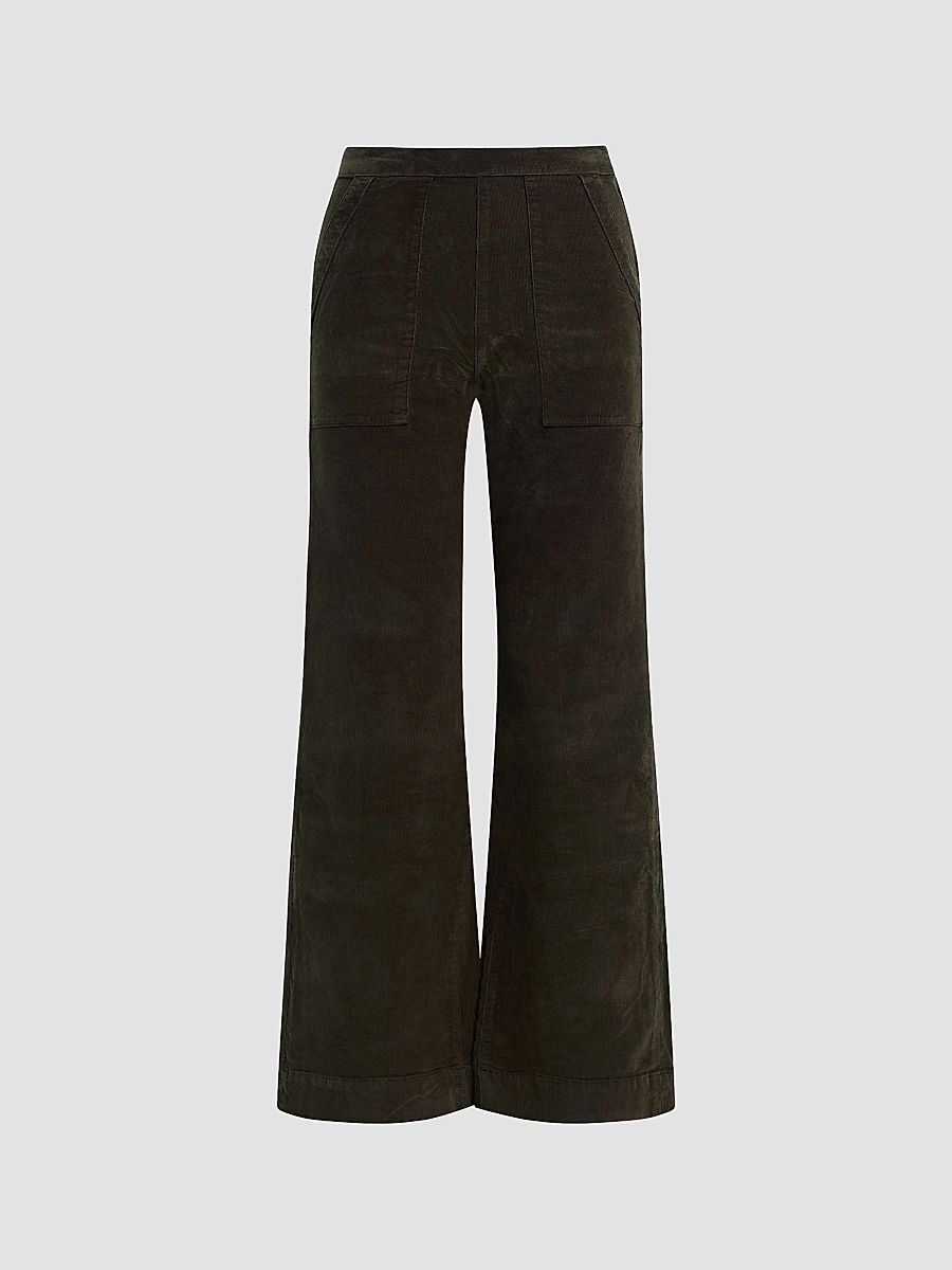 Women's The Corduroy Wide-Leg Pants - Olive - Size 32