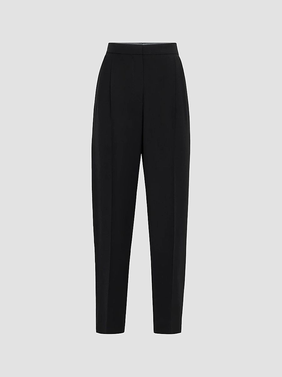 Women's Viscose and Virgin Wool Tuxedo Trousers - Black - Size 8