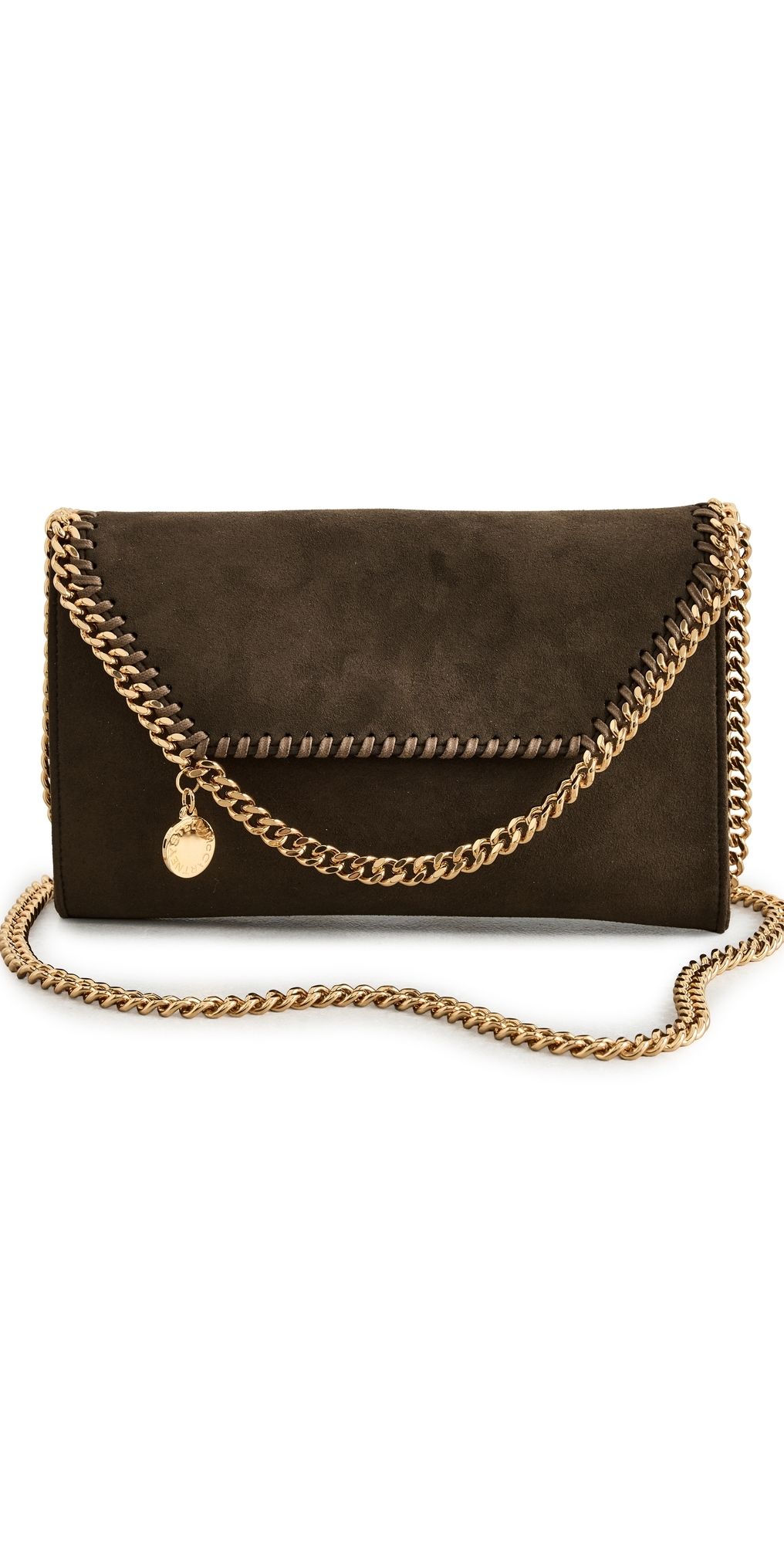 Stella McCartney Falabella Wallet Chain Crossbody Bag In Alter Suede Moka One Size