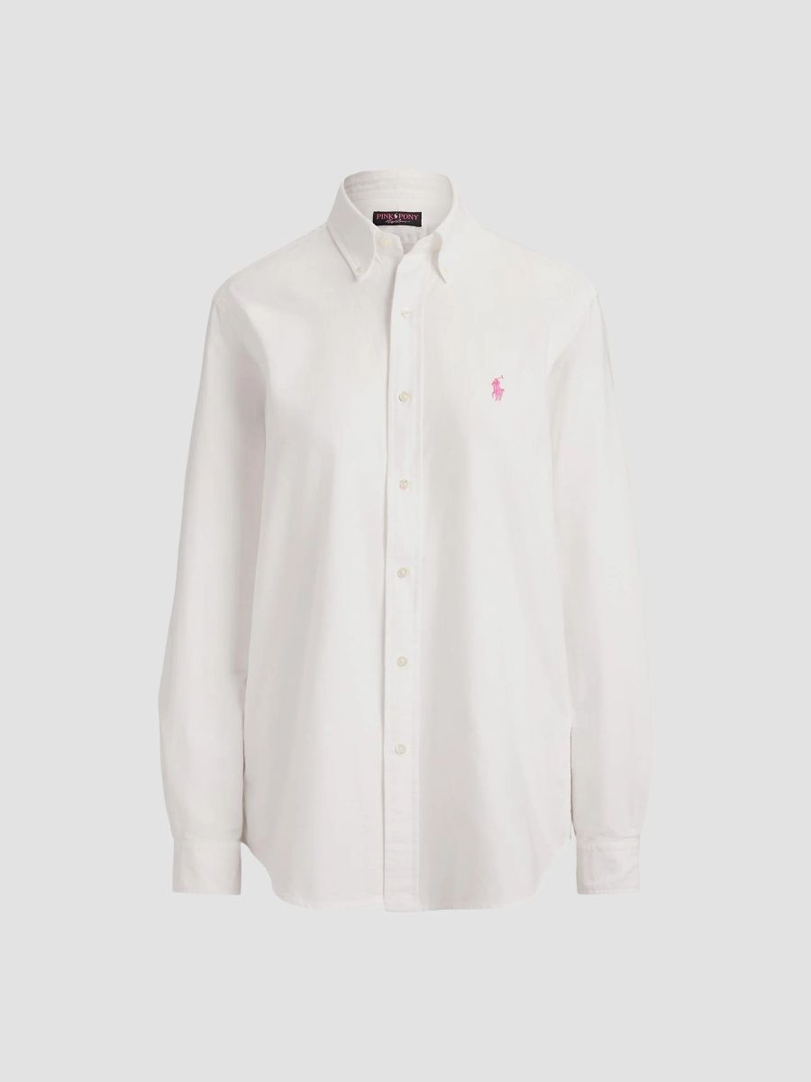 Polo Ralph Lauren Women's Embroidered Pony Cotton Oxford Button-Front Shirt - White - Size XXS