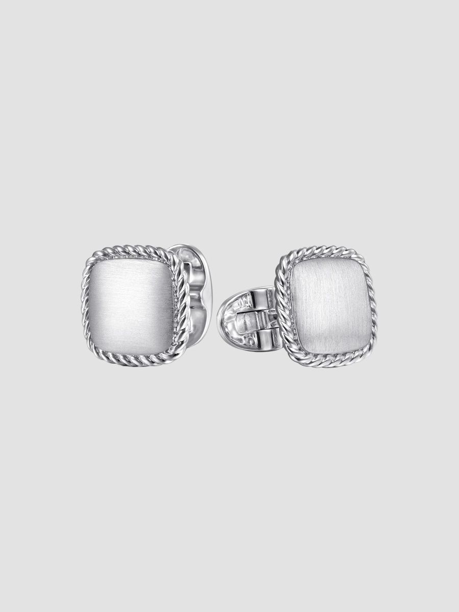 Gabriel & Co Men's Hampton Sterling Silver Twisted Cable Cushion Cufflinks - Silver