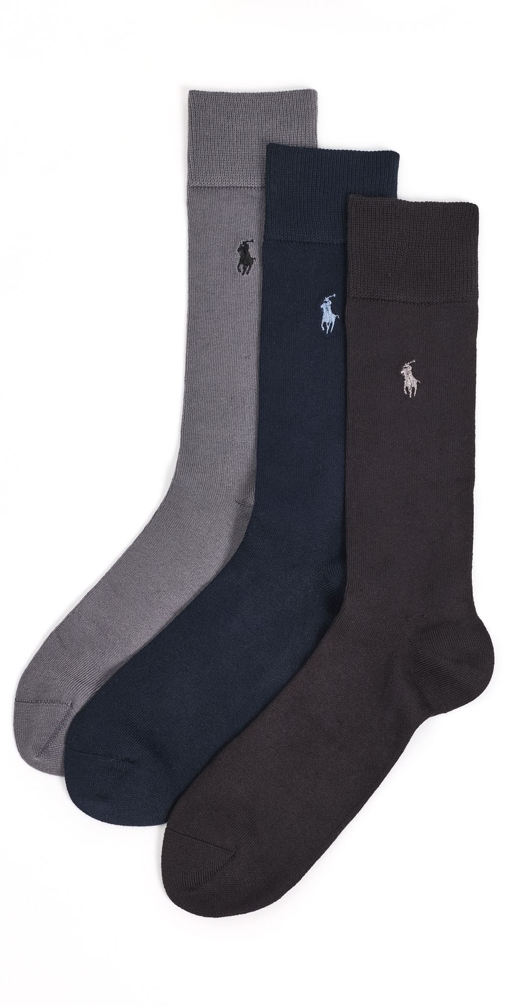 Polo Ralph Lauren Supersoft Flat Knit Slack Socks 3 Pack Grey/Navy/Black 10-13