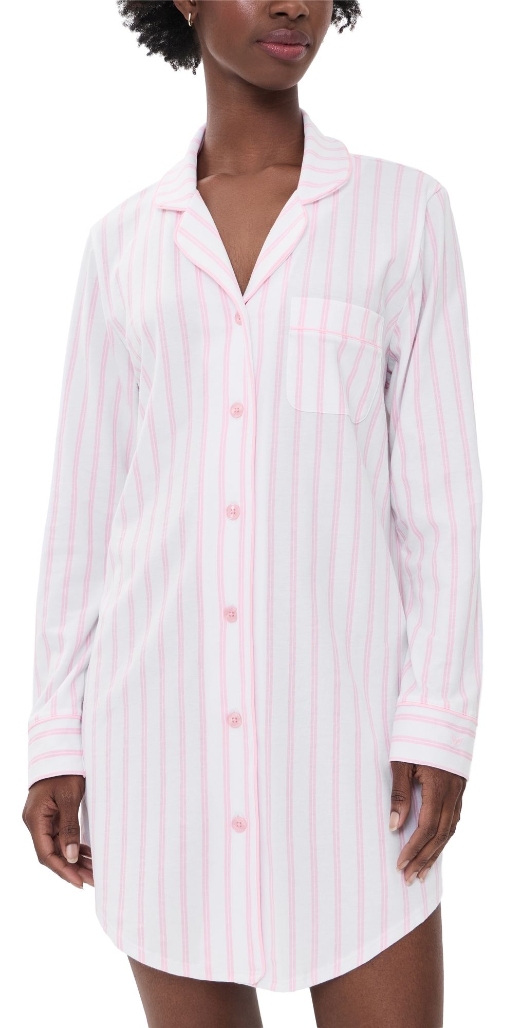 Petite Plume Luxe Pima Stripe Nightshirt White XL