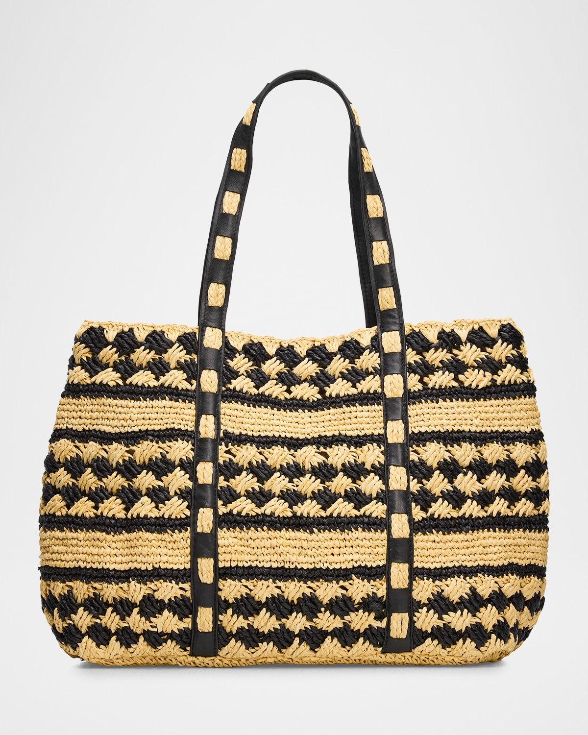 Mae Two-Tone Raffia Tote Bag
