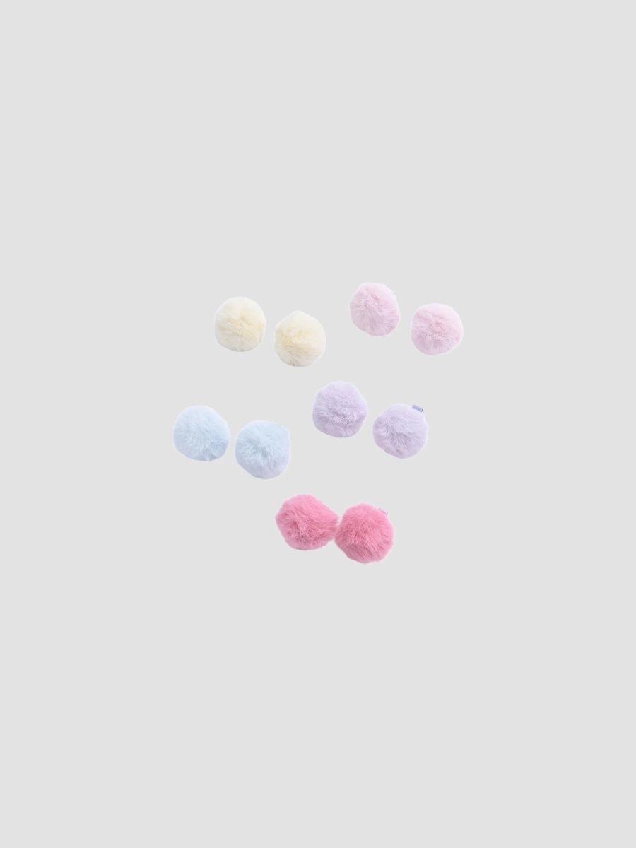 Mimi Tutu Girl's Girl's Fluffy Pom-Pom Hair Clip Set - Multicolored