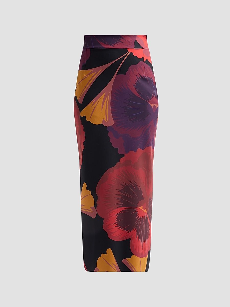 Women's Luminette Floral Midi Skirt - Josephine Black - Size 2