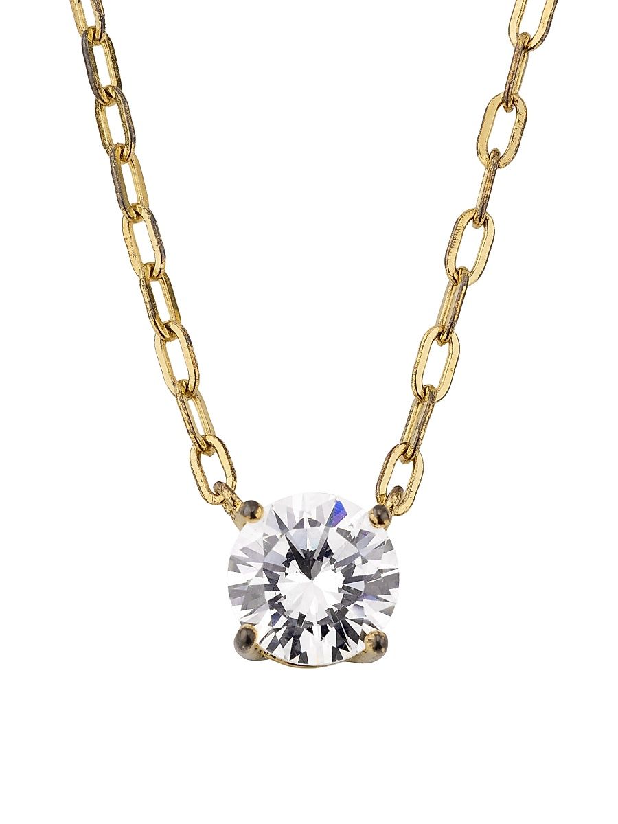 Women's Caroline 14K-Yellow-Gold Vermeil & Cubic Zirconia Solitaire Pendant Necklace - Gold