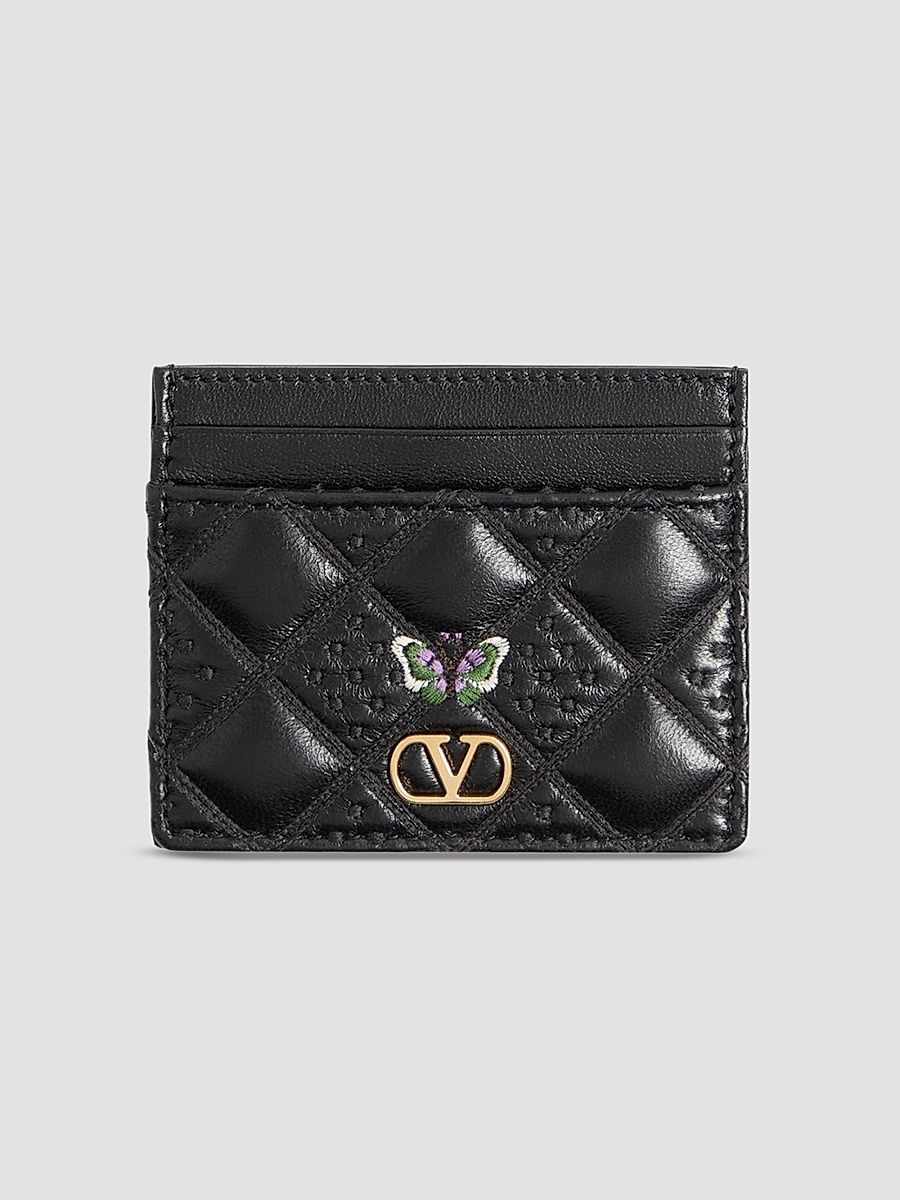 Women's Flutterby Cardholder in Shiny Nappa Leather - Black
