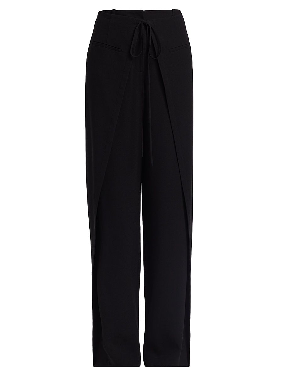 Women's Overlap Straight Pants - Black - Size 12