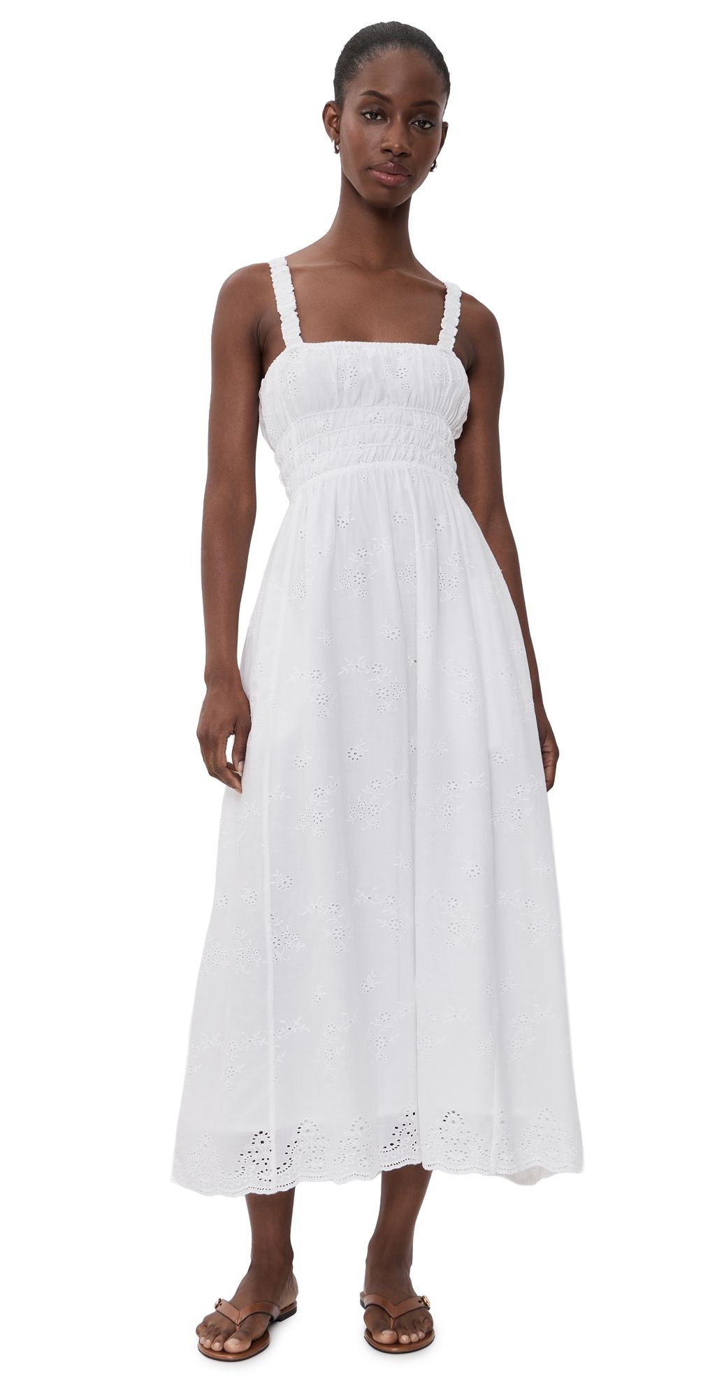 La Maregold June Midi Dress Cloud White Voile Shiftly S
