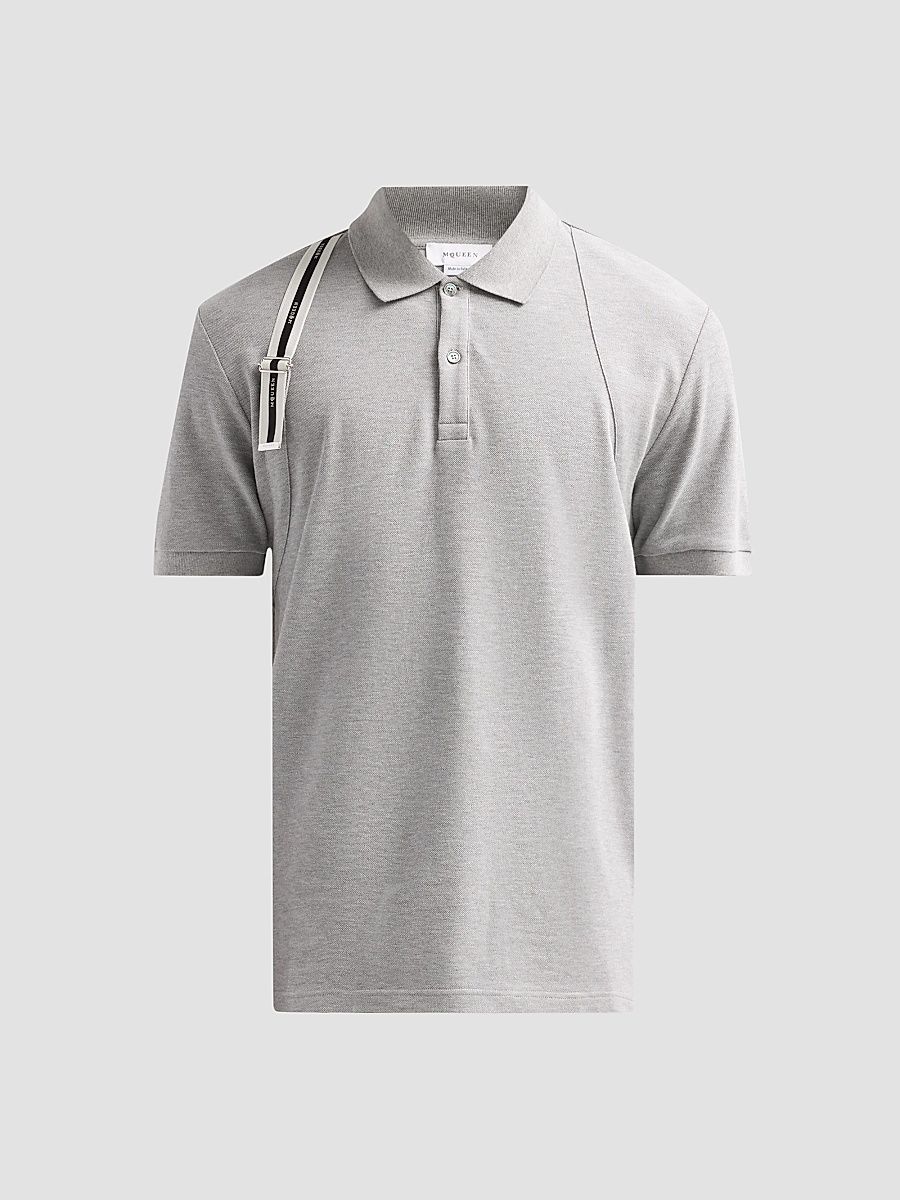 Men's Harness Cotton Polo Shirt - Medium Grey - Size Small