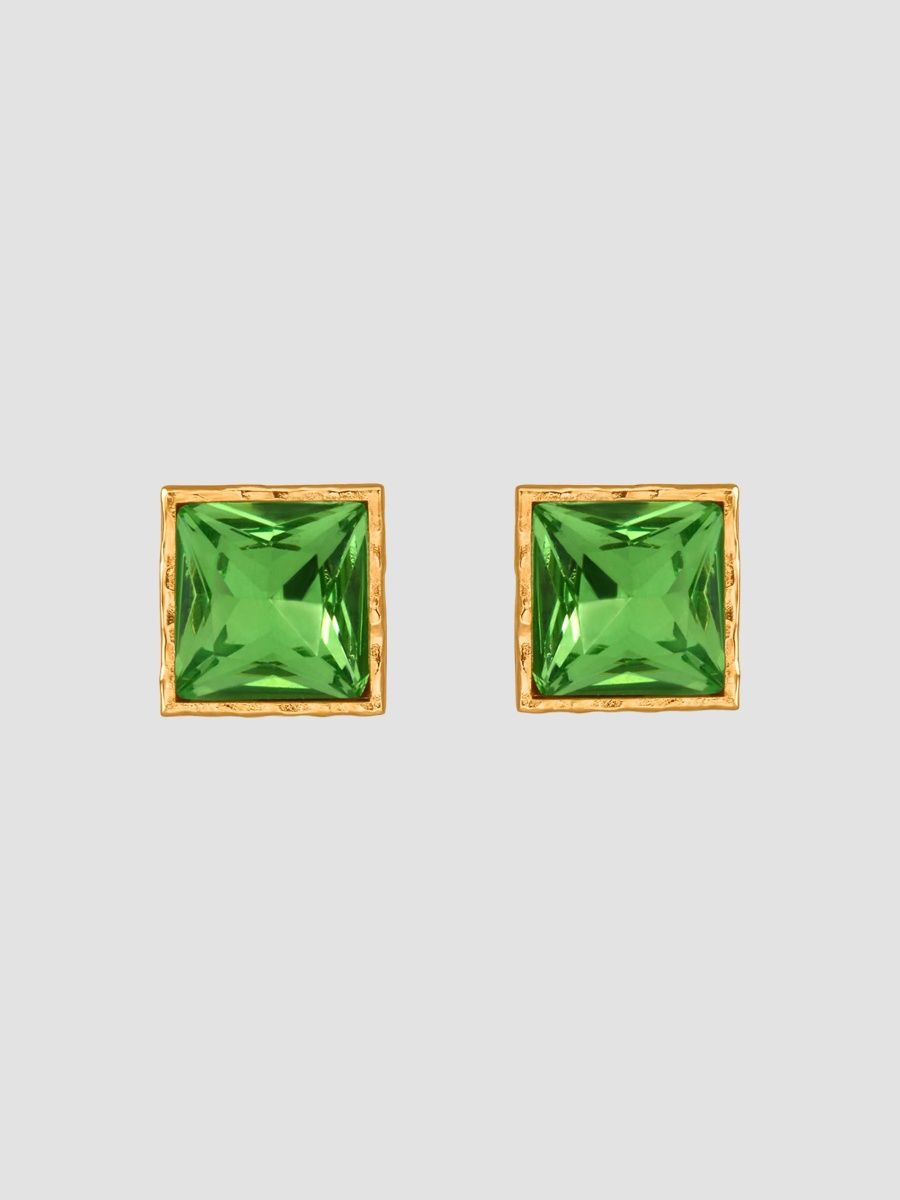 Oscar de la Renta Women's 24K Gold-Plated & Glass Crystal Stud Earrings - Peridot