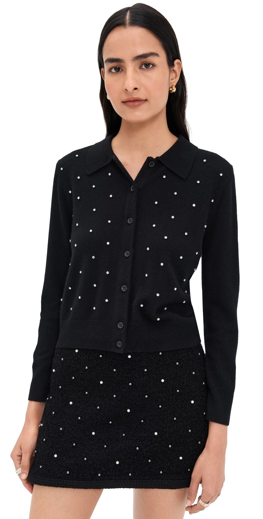FRAME The Rhinestone Cardigan Black L
