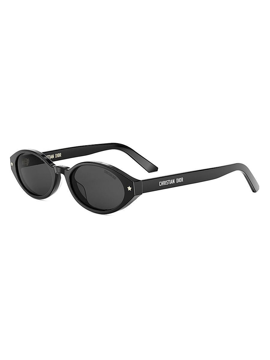 Women's DiorPacific R1I 52MM Oval Sunglasses - Shiny Black Smoke