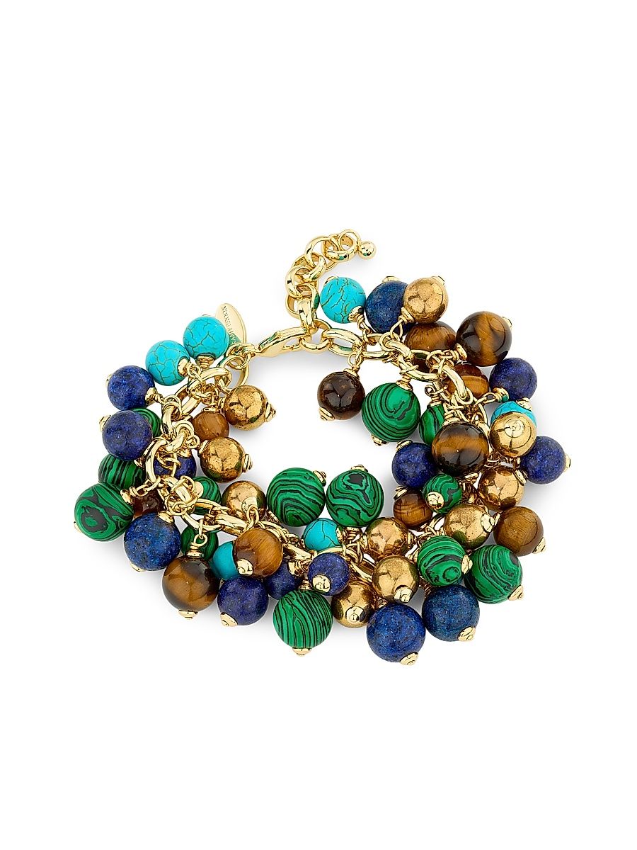 Women's Bauble Beads Sienna Goldtone & Multi-Stone Bracelet - Blue Multi