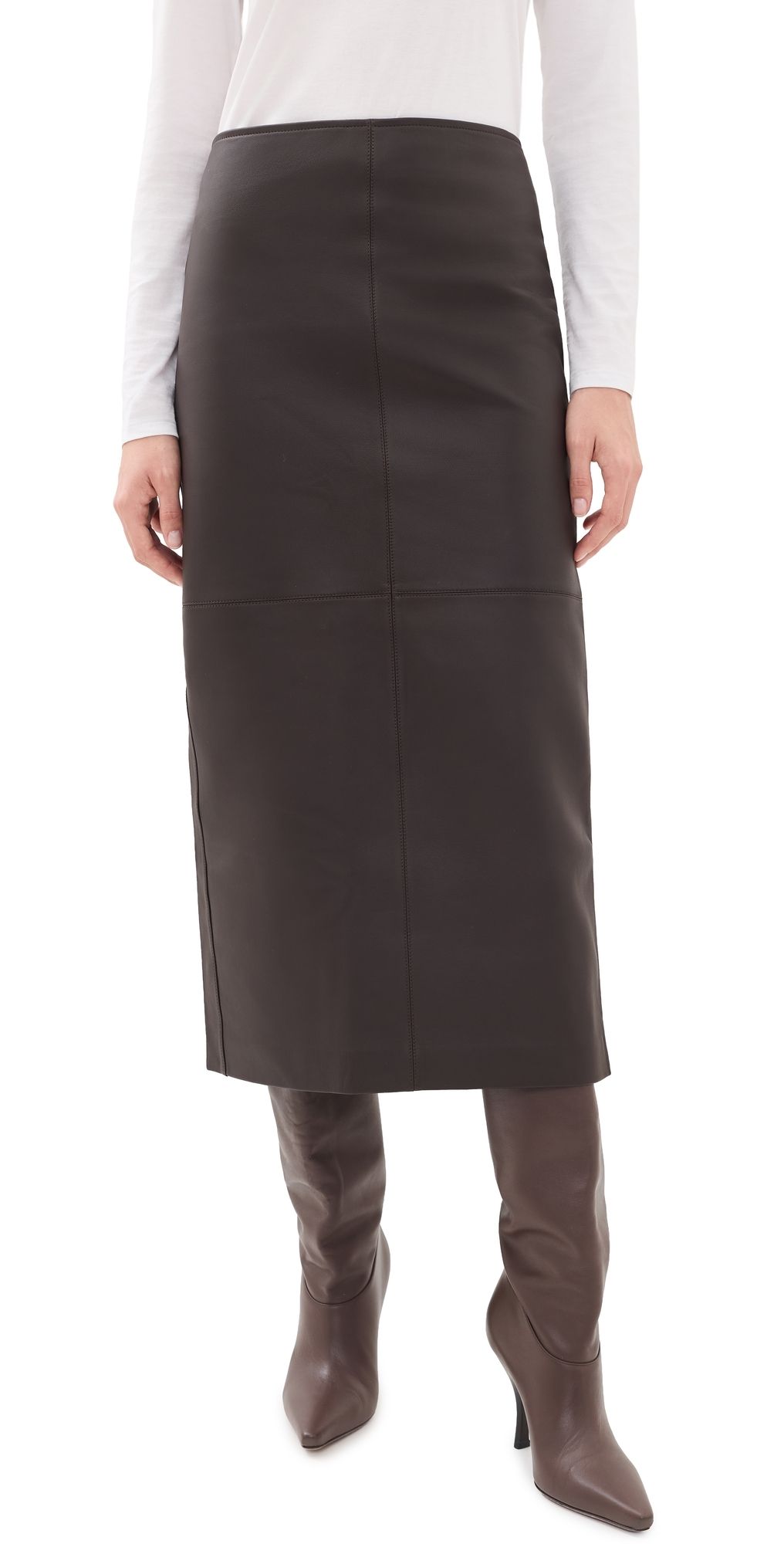 A. L.C. Marta Leather Skirt Deepest Brown 4