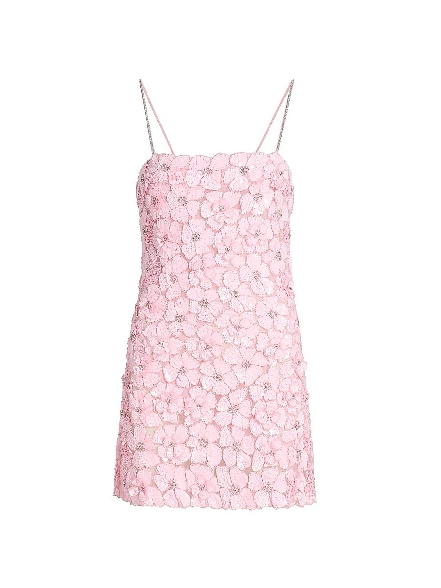 Women's Aleria Floral-Sequin A-Line Minidress - Pink - Size 6