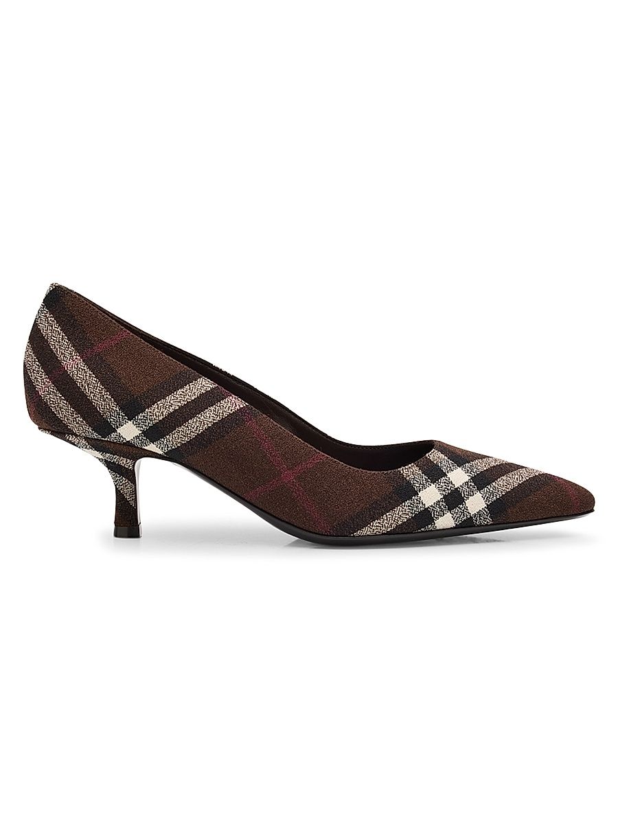 Women's Dame 25MM Check Wool Pumps - Mahogany - Size 7