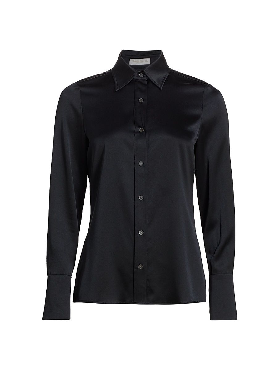 Women's Victoria Satin Shirt - Black - Size Small