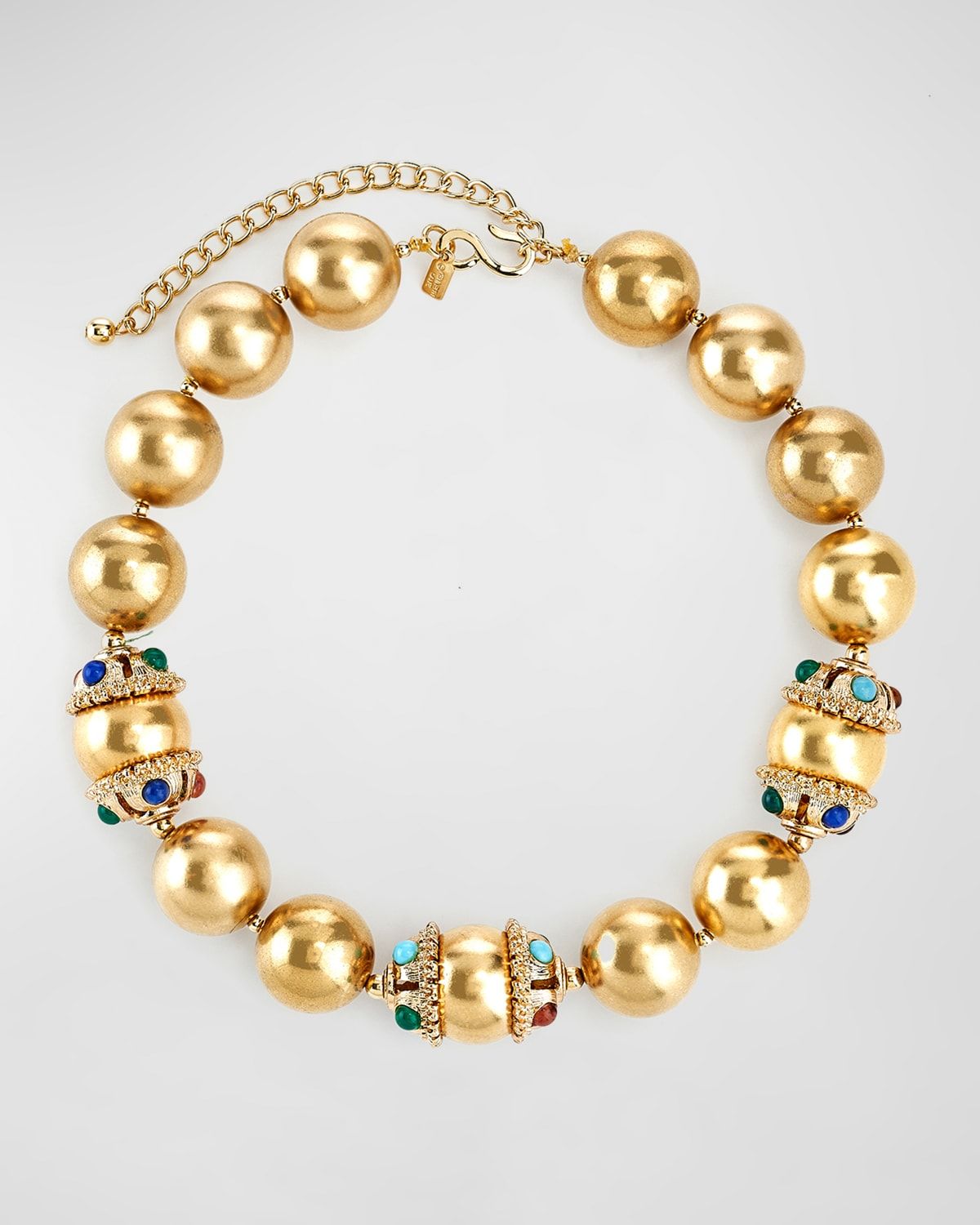 Satin Beaded Necklace with Rhinestones