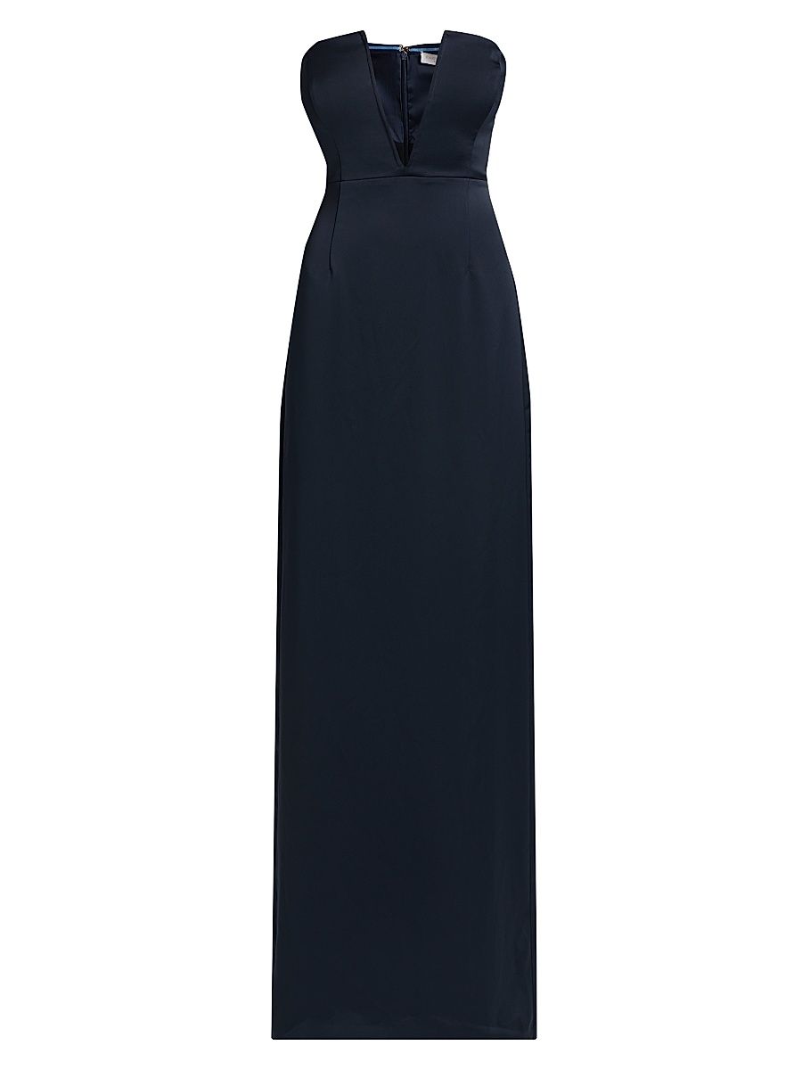Women's Raquel Strapless V-Neck Column Gown - Navy - Size 14