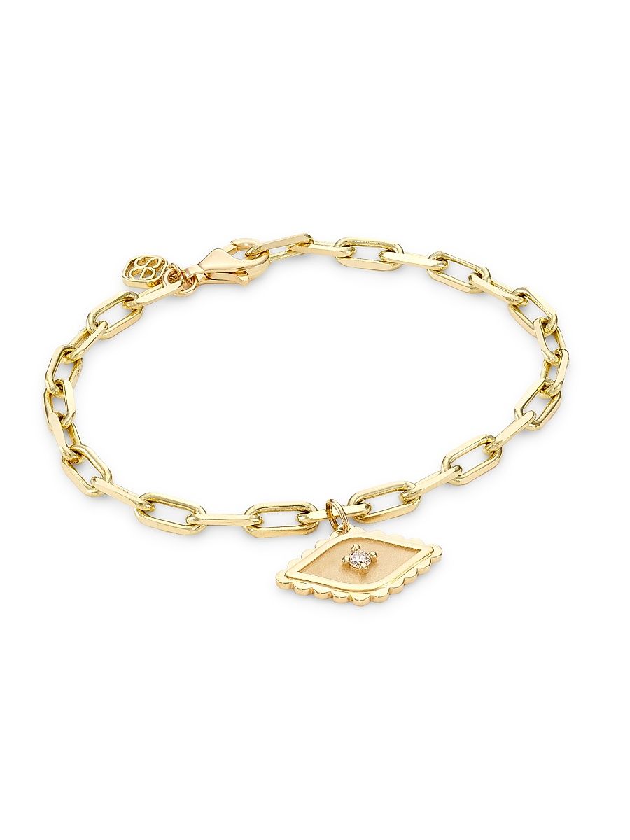 Women's Large Evil Eye 14K Gold & Diamond Charm Bracelet - Gold