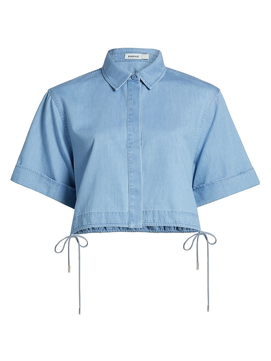 Women's Bishop Tailored Denim Crop Top - Stratus - Size 12