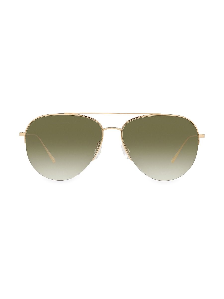 Women's Cleamons 60MM Aviator Sunglasses - Gold Olive