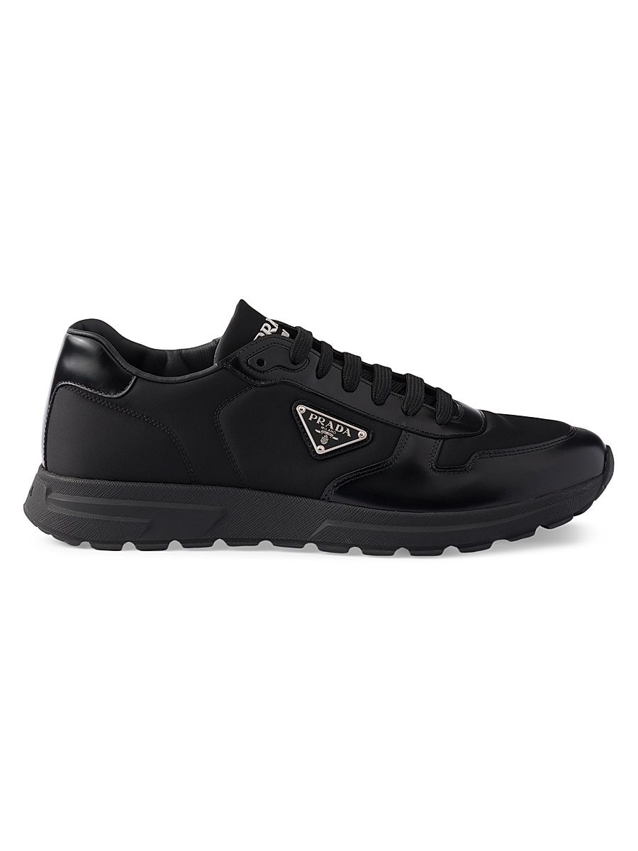 Men's Prax Re-Nylon and Leather Sneakers - Black - Size 12.5