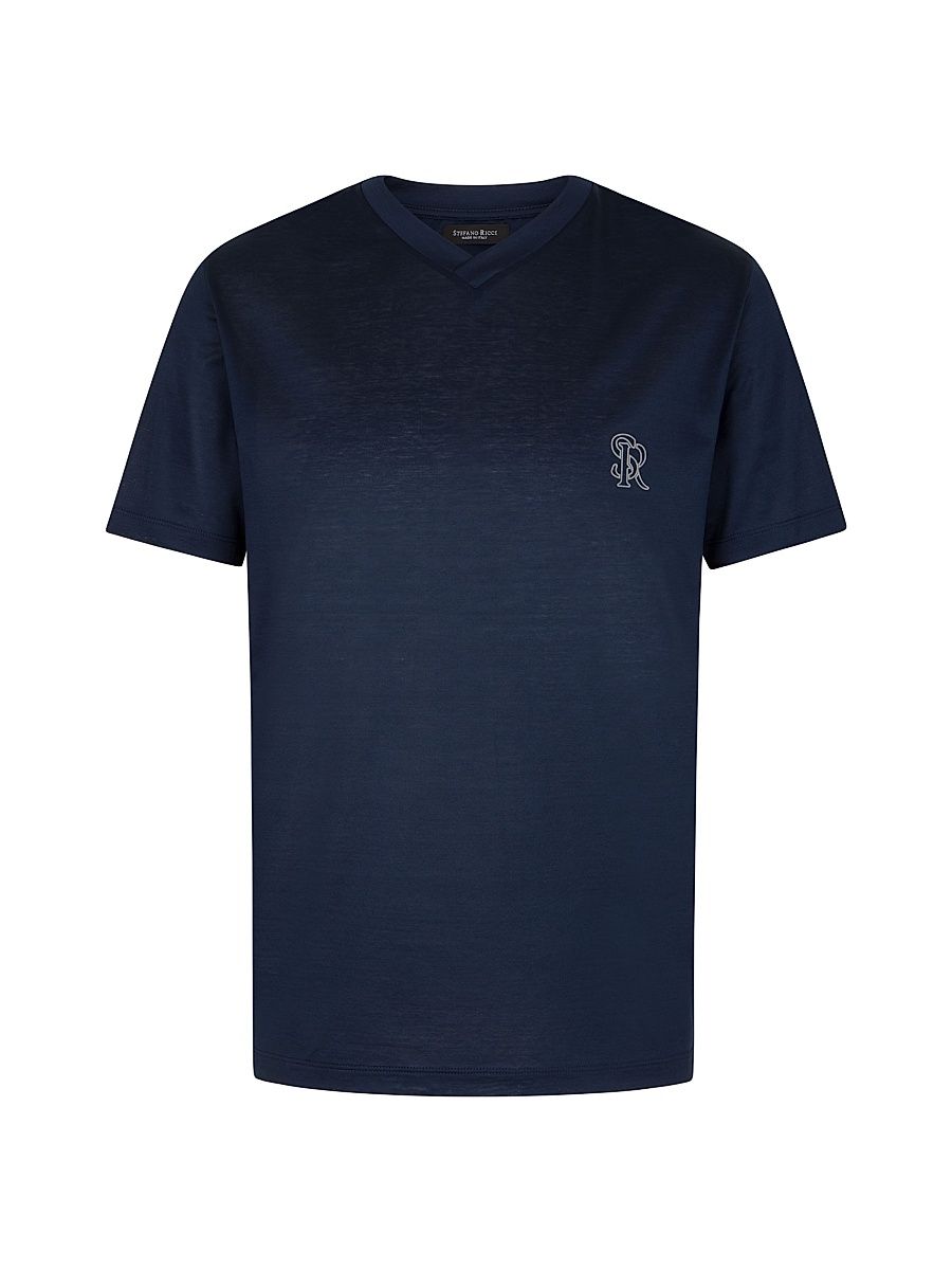 Men's V-Neck T-Shirt - Dark Blue - Size XXXL