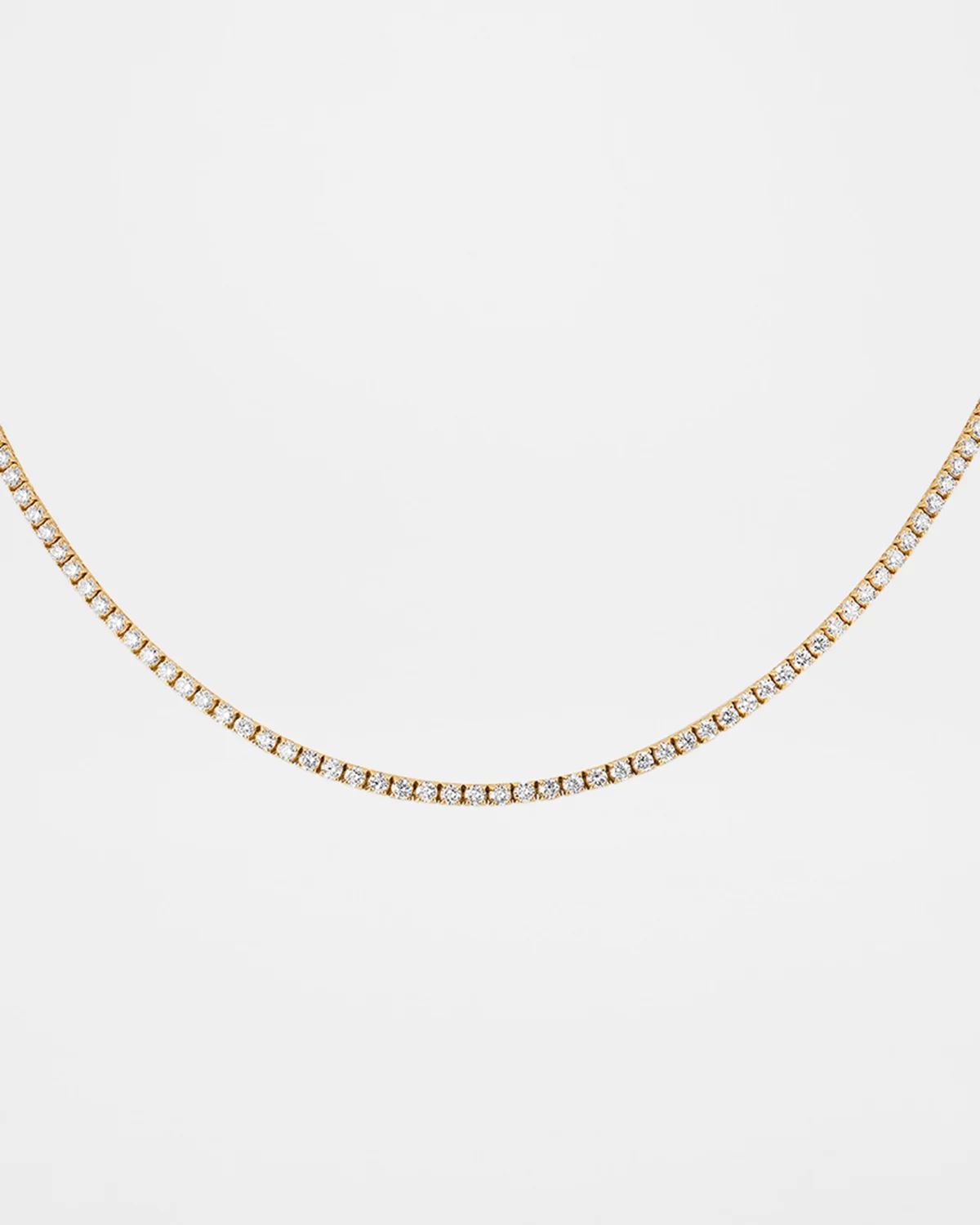 18K Yellow Gold 4 Prong Straight Line Diamond Necklace