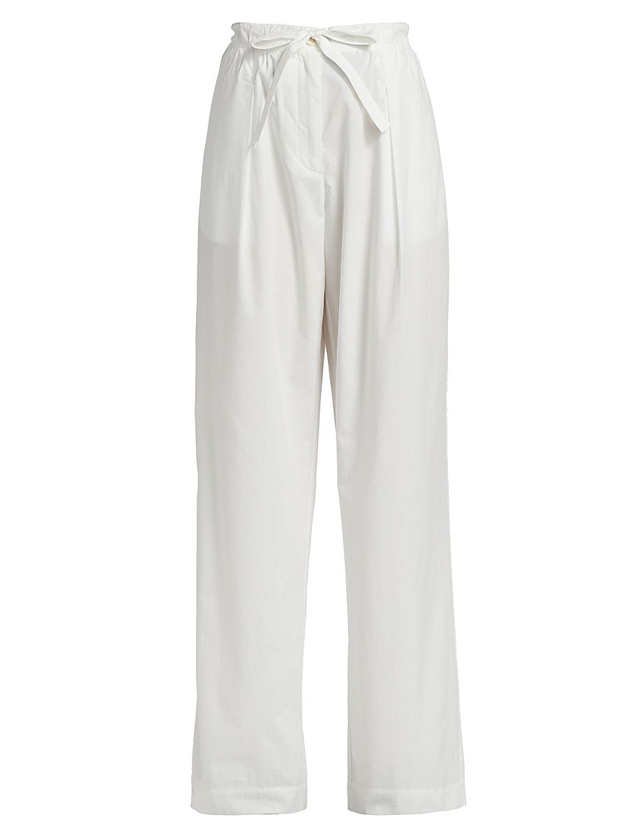 Women's Barrett Stretch Poplin Wide-Leg Pants - White - Size 12