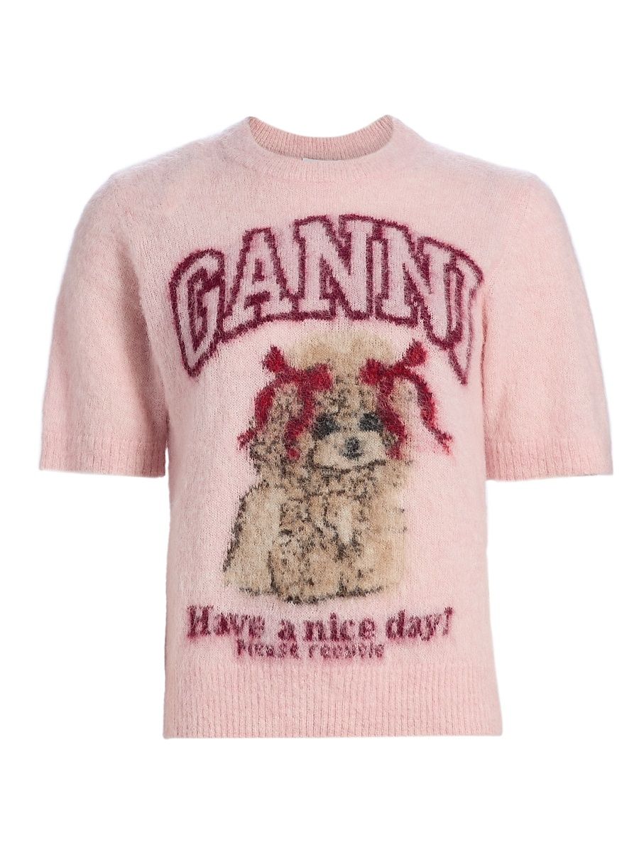 Women's Brushed Alpaca Graphic T-Shirt - Chalk Pink - Size Large