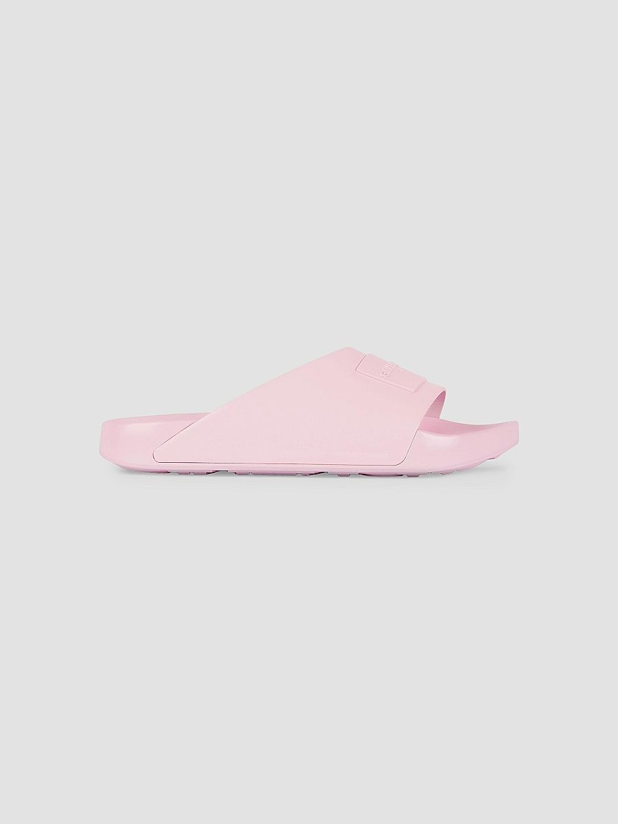 Givenchy Women's Label Slide Flat Mules in Patent Rubber - Light Pink - Size 11