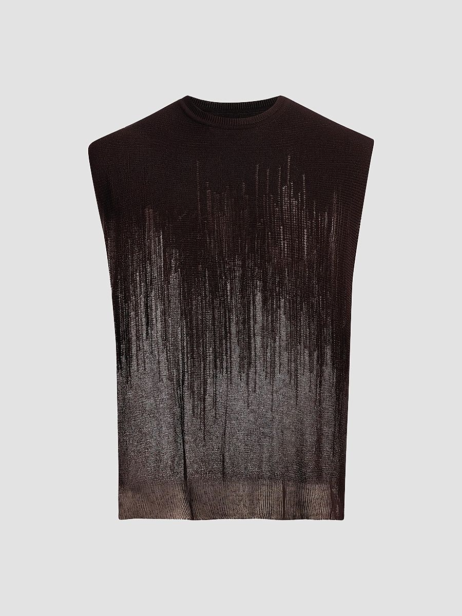 Men's Brush Close-Up Knit Sweater Vest - Brown
