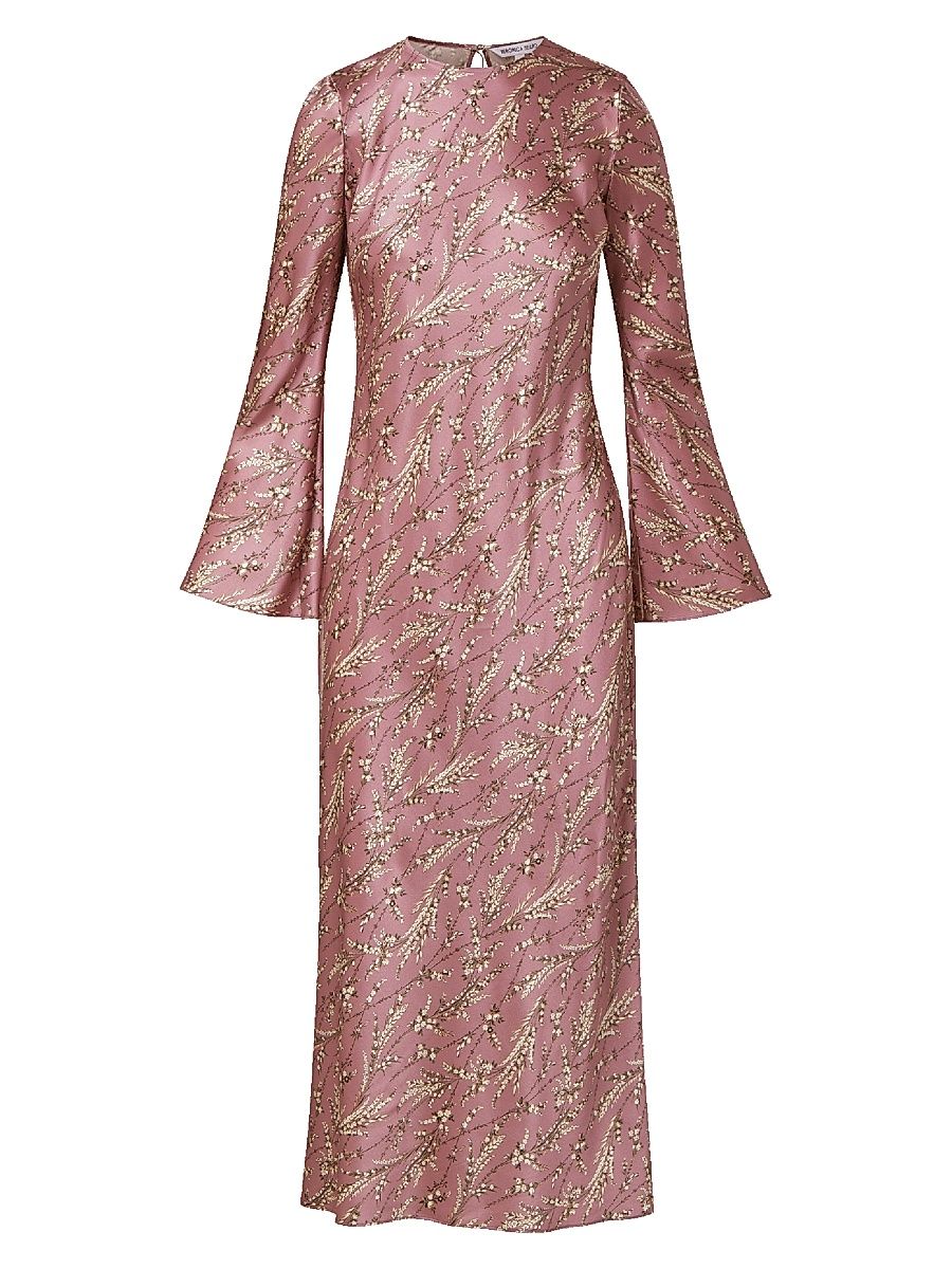 Women's Gemma Floral Silk-Blend Midi-Dress - Orchid Haze Multi - Size 16