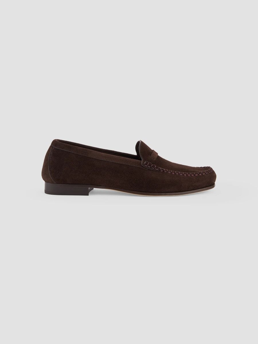 Malone Souliers Women's Knightsbridge Suede Penny Loafers - Tobacco - Size 6