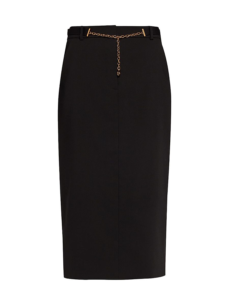 Women's Hoffman Belted Virgin-Wool Blend Midi-Skirt - Black - Size 0