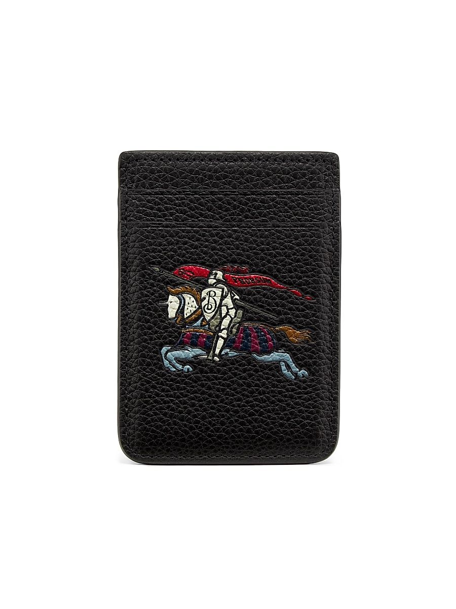 Men's Equestrian Knight Magnetic Leather Card Case - Black
