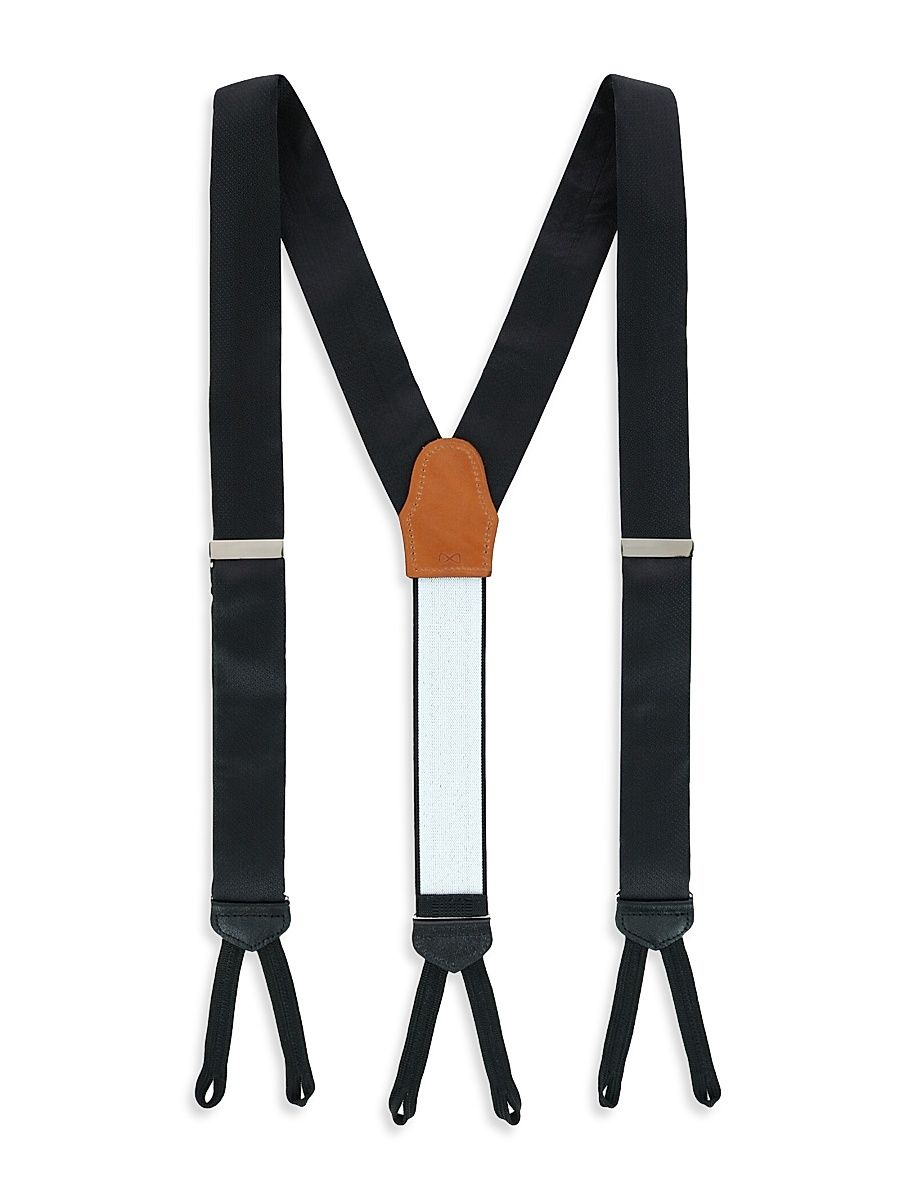 Men's Monte Bello Interlocked Silk Suspenders - Black