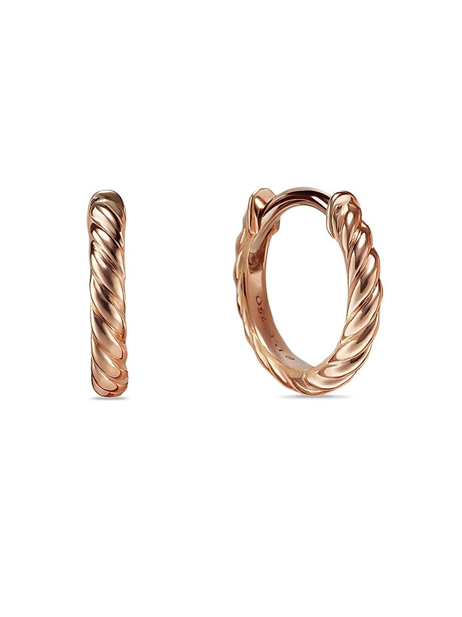 Women's Sculpted Cable Huggie Hoop Earrings in 18K Gold - Rose Gold