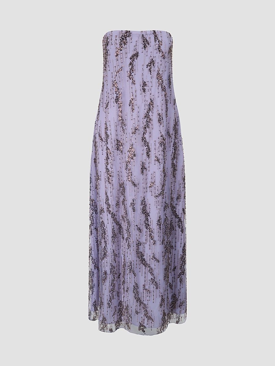 Women's Cassie Embellished Mesh Strapless A-Line Gown - Lilac - Size 00