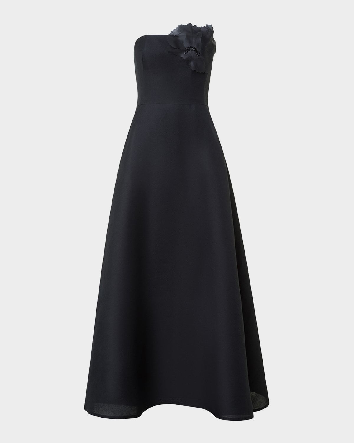 Flower Corsage Strapless Organza Gown