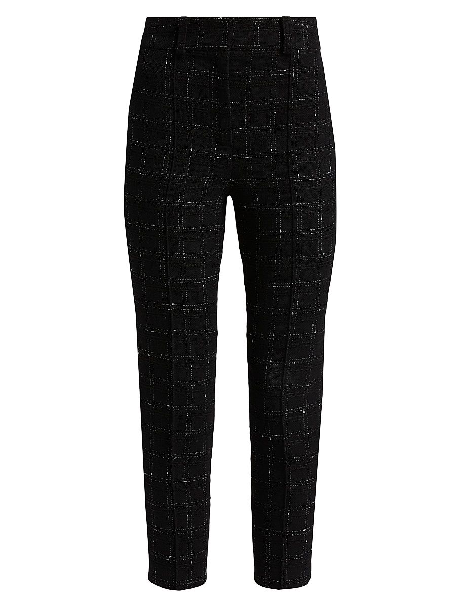 Women's Tula Windowpane Tweed Crop Pants - Black White - Size 14