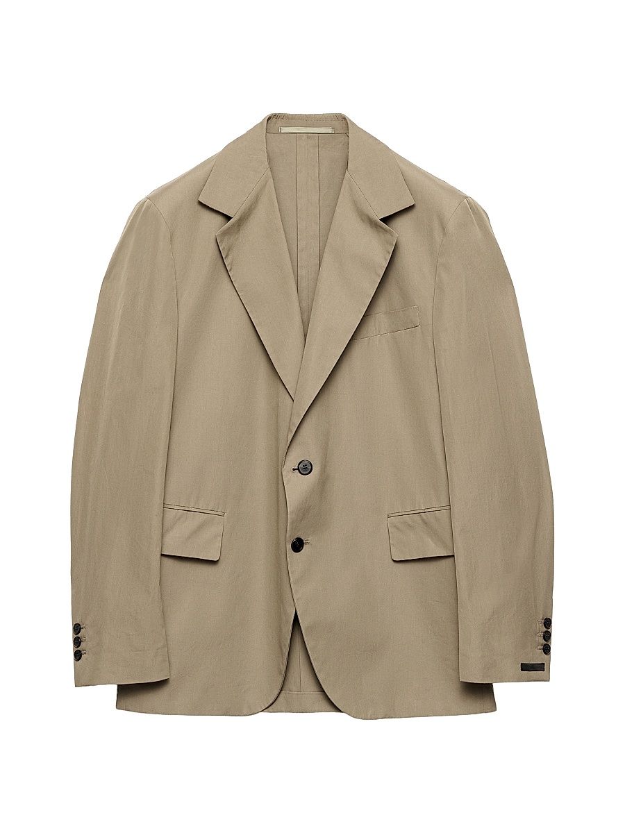 Men's Single-breasted Cotton Jacket - Light Brown - Size 42