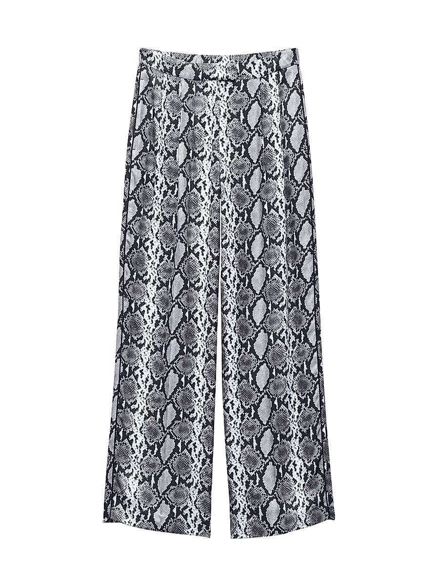 Women's Lacey Snake Silk-Blend Pants - Snake Print - Size 2
