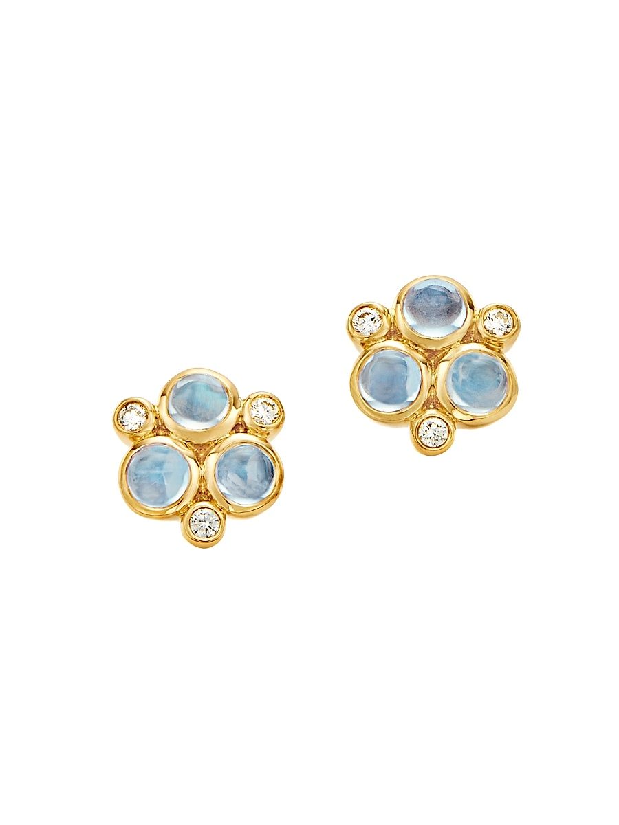 Women's Florence86 18K Yellow Gold, Diamond & Blue Moonstone Trio Earrings - Yellow Gold