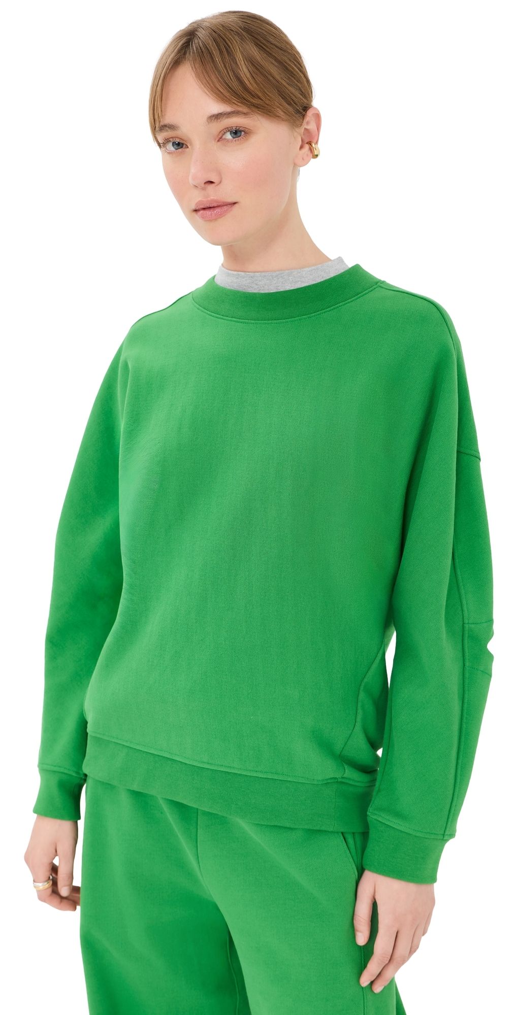 Tibi Cocoon Crewneck Sweatshirt Green M